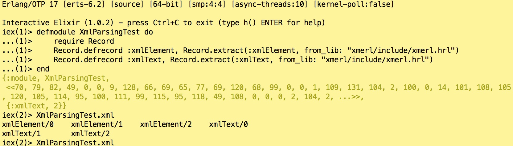导入xmerl模块的记录为Elixir模块函数